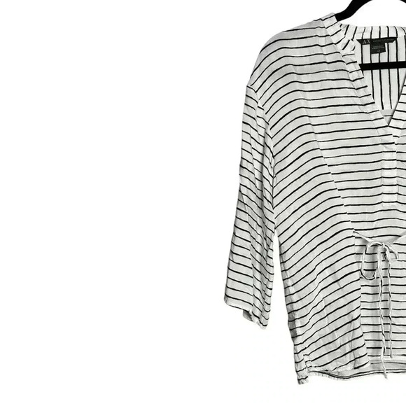 Armani Exchange Like New Black White Striped top with tie Small - Picture 2 of 6